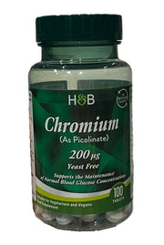 Holland & Barrett chromo pikolinatas, 200 mcg – 100 tablečių