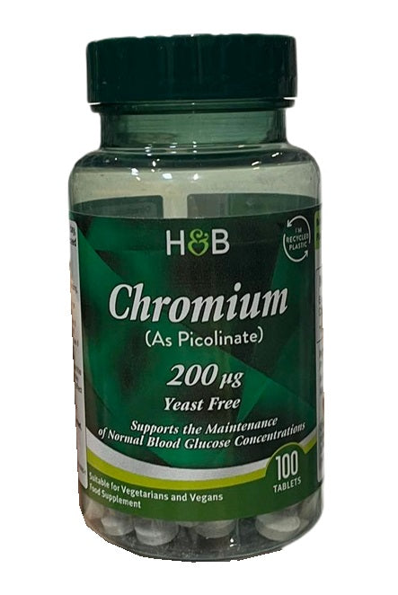 Holland & Barrett chromo pikolinatas, 200 mcg – 100 tablečių