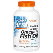 Doctor's Best išgryninti ir skaidrūs omega - 3 žuvų taukai, 1000 mg – 120 jūrinių kapsulių