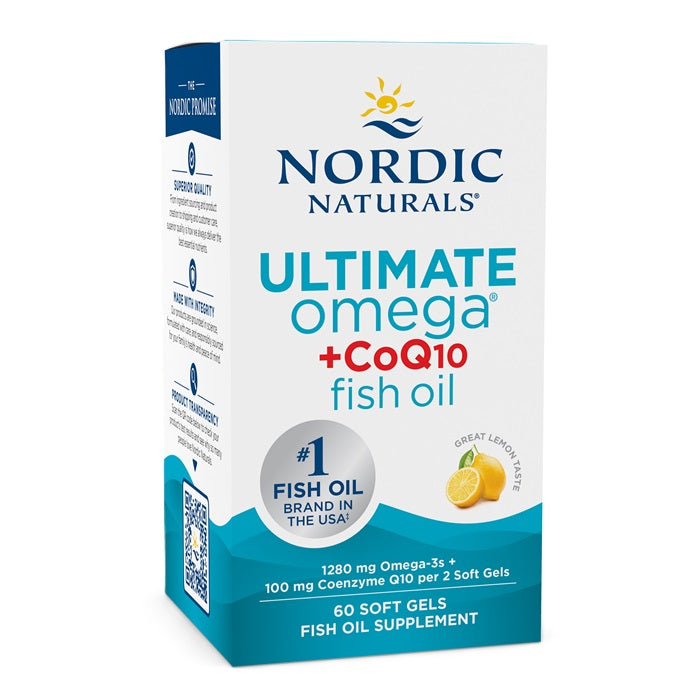 Nordic Naturals Ultimate Omega + CoQ10, 1280 mg citrinų skonio – 60 kapsulių