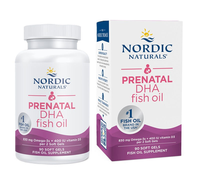 Nordic Naturals prenatalinė DHA, 830 mg Omega - 3 + 400 TV D3 be skonio – 90 kapsulių