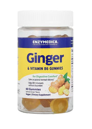 Enzymedica imbiero ir vitamino B6 guminukai, citrinų ir imbiero skonio – 60 guminukų
