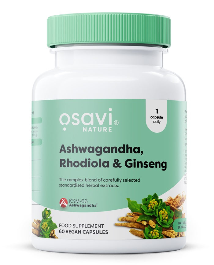 Produkto nuotrauka: Osavi Ashwagandha + Rhodiola & Ginseng - 60 vegan caps