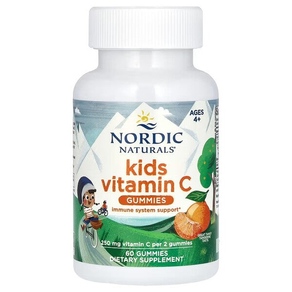 Nordic Naturals vaikams skirti vitamino C guminukai, rūgštaus mandarino skonio – 60 guminukų