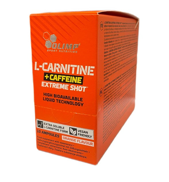 Olimp Nutrition L - karnitinas + kofeinas Extreme Shot, apelsinų skonio - 10 x 25 ml.