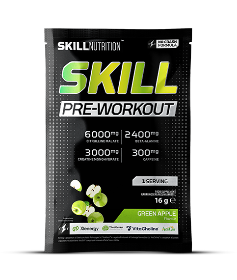 Skill Nutrition Skill prieš treniruotę vartojamas produktas, žalias obuolys - 16 g (1 porcija)