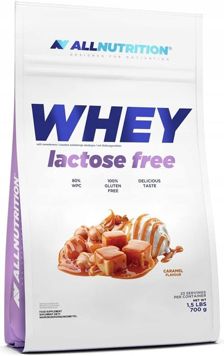 Allnutrition išrūgų milteliai be laktozės, karamelė - 700 g