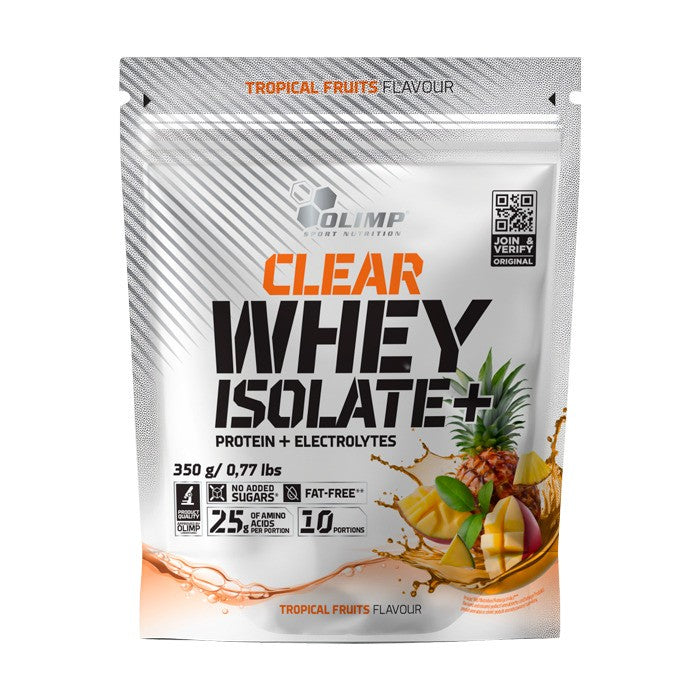 Olimp Nutrition Clear išrūgų izoliatas+, tropiniai vaisiai - 350 g