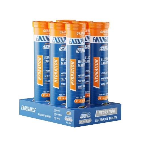 Applied Nutrition Endurance Hydration elektrolitų putojančios tabletės, apelsinų skonio – 6 x 20 tablečių