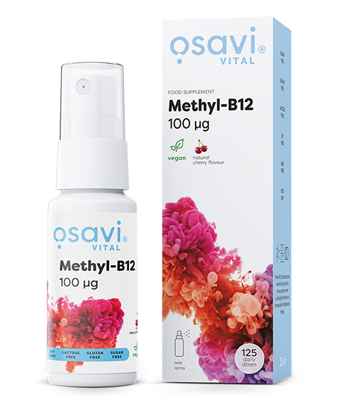 Produkto nuotrauka: Osavi Methyl-B12 Oral Spray, 100mcg (vyšnia) - 25 ml.