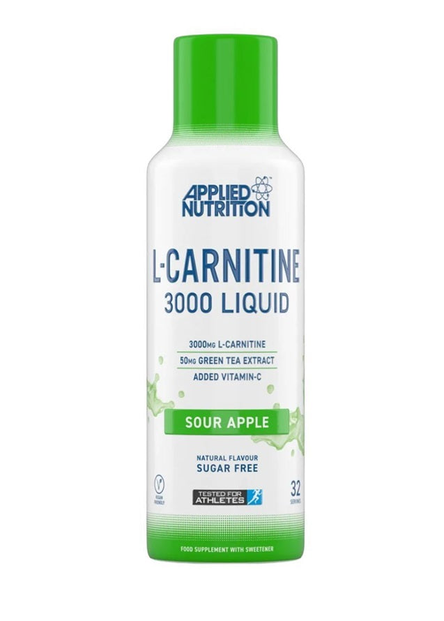 Applied Nutrition L - karnitino skystis 3000, rūgštaus obuolio skonio – 480 ml.