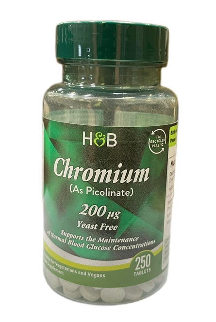 Holland & Barrett chromo pikolinatas, 200 mcg – 250 tablečių