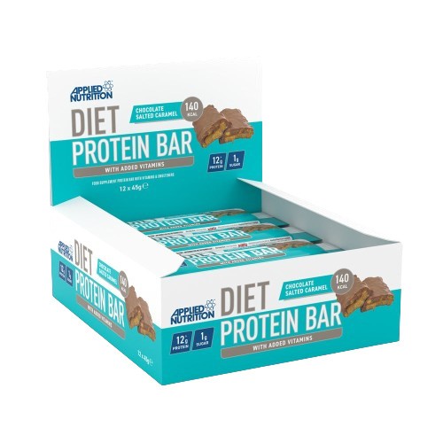 Applied Nutrition Diet baltymų batonėlis, šokolado ir sūdytos karamelės skonio – 12 x 45 g