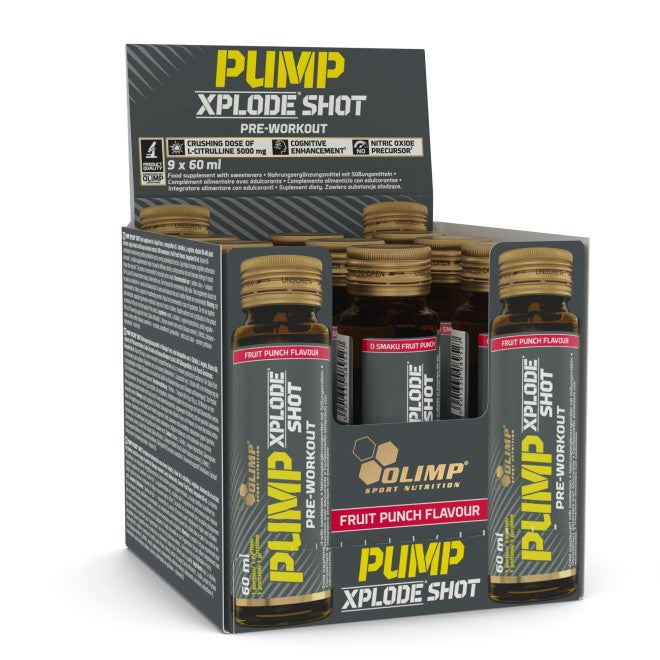 Olimp Nutrition Pump Xplode Shot, vaisių skonio – 9 x 60 ml.