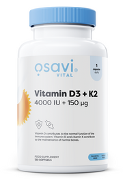 Produkto nuotrauka: Osavi Vitamin D3 + K2, 4000IU + 150mcg - 120 minkštųjų kapsulių