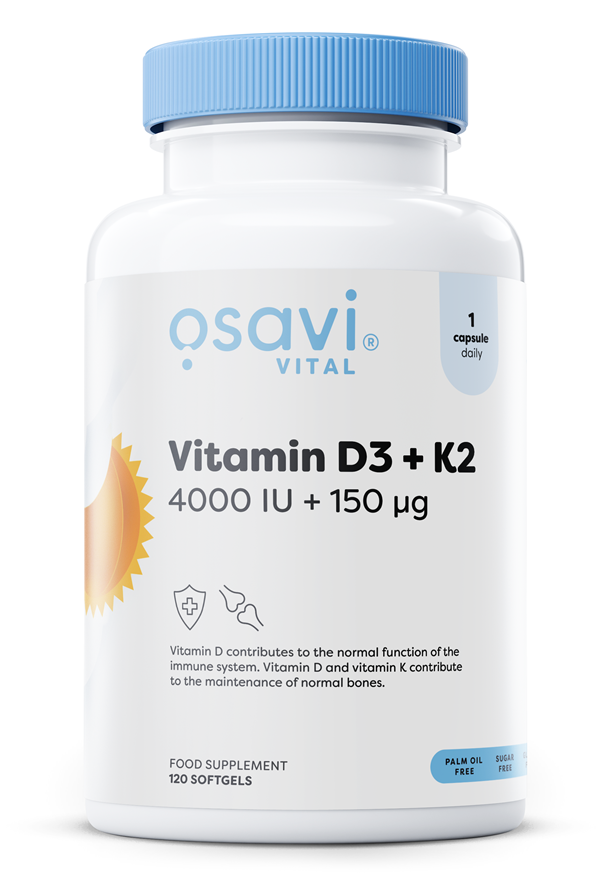 Produkto nuotrauka: Osavi Vitamin D3 + K2, 4000IU + 150mcg - 120 minkštųjų kapsulių