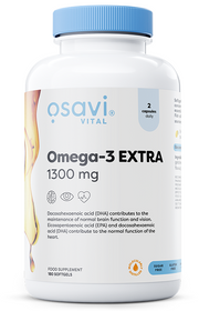 Produkto nuotrauka: Osavi Omega-3 Extra Molecularly Distilled, 1300mg (Lemon) - 180 minkštųjų kapsulių