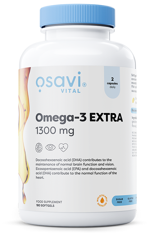 Produkto nuotrauka: Osavi Omega-3 Extra Molecularly Distilled, 1300mg (Lemon) - 180 minkštųjų kapsulių