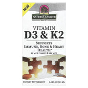 Nature's Answer vitaminai D3 ir K2 – 15 ml.