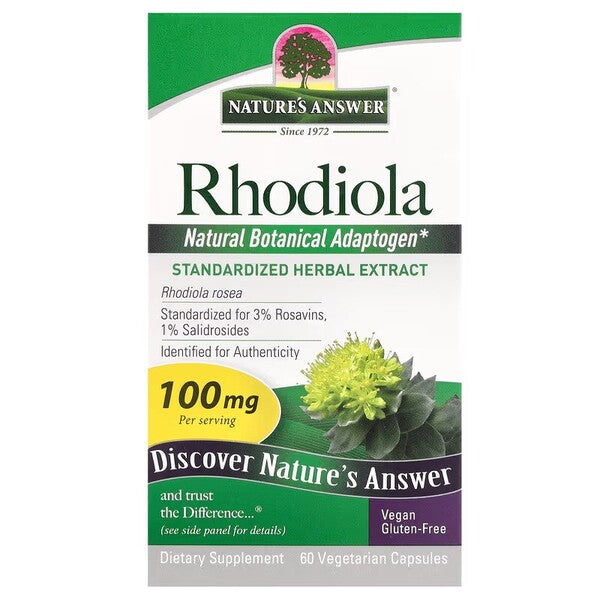 Nature's Answer rodiolės šaknis, 100 mg – 60 kapsulių