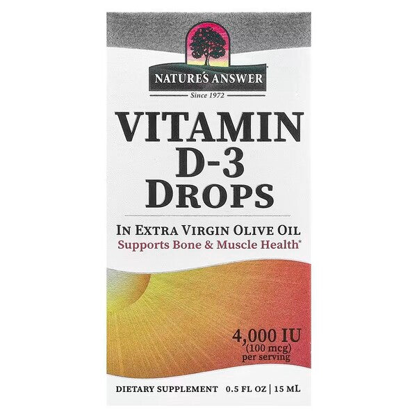 Nature's Answer vitamino D 3 lašai, 4000 TV – 15 ml.