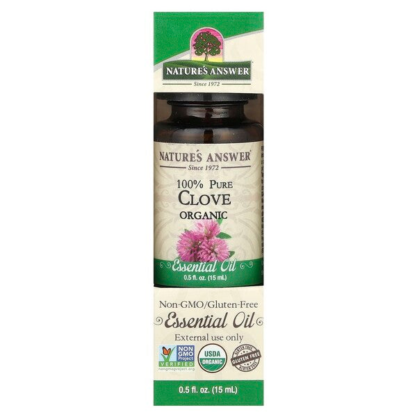 Nature's Answer 100 % grynas gvazdikėlių eterinis aliejus – 15 ml.