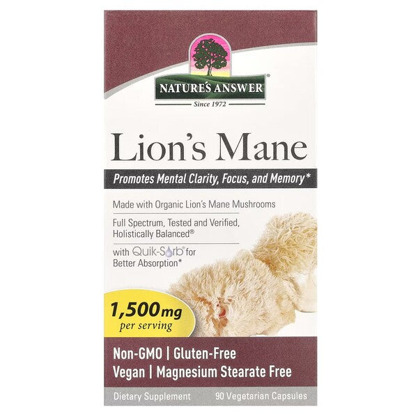 Nature's Answer Lion's Mane, 1500 mg – 90 kapsulių