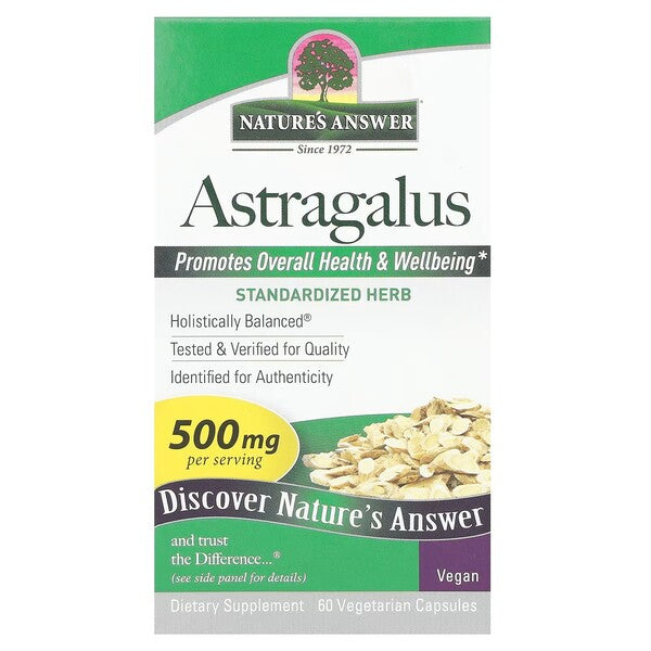 Nature's Answer astragalų šaknis, 500 mg – 60 kapsulių