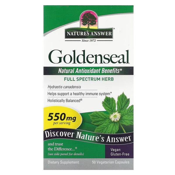 Nature's Answer auksažolės šaknis, 550 mg – 50 kapsulių