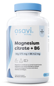 Produkto nuotrauka: Osavi Magnesium Citrate + B6, 375mg + 4.2mg - 180 kapsulių