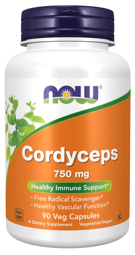 NOW Foods kordicepsas, 750 mg – 90 kapsulių