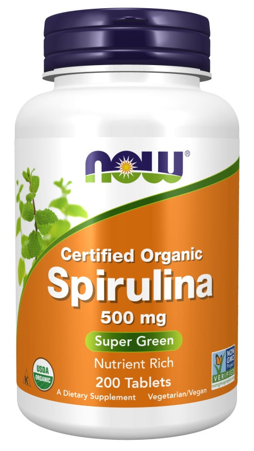 NOW Foods spirulina, 500 mg – 200 tablečių