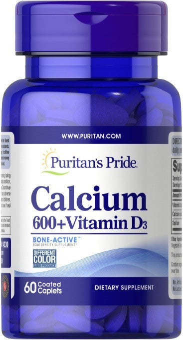 Puritan's Pride kalcis + vitaminas D3 – 60 kapsulių