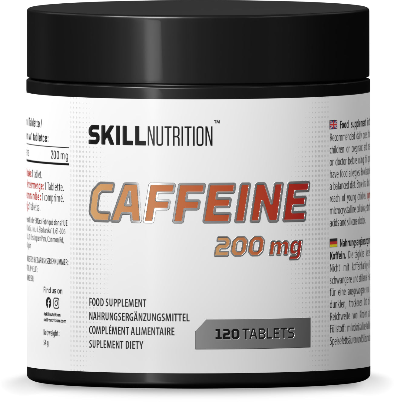 Skill Nutrition kofeinas, 200 mg – 120 tablečių