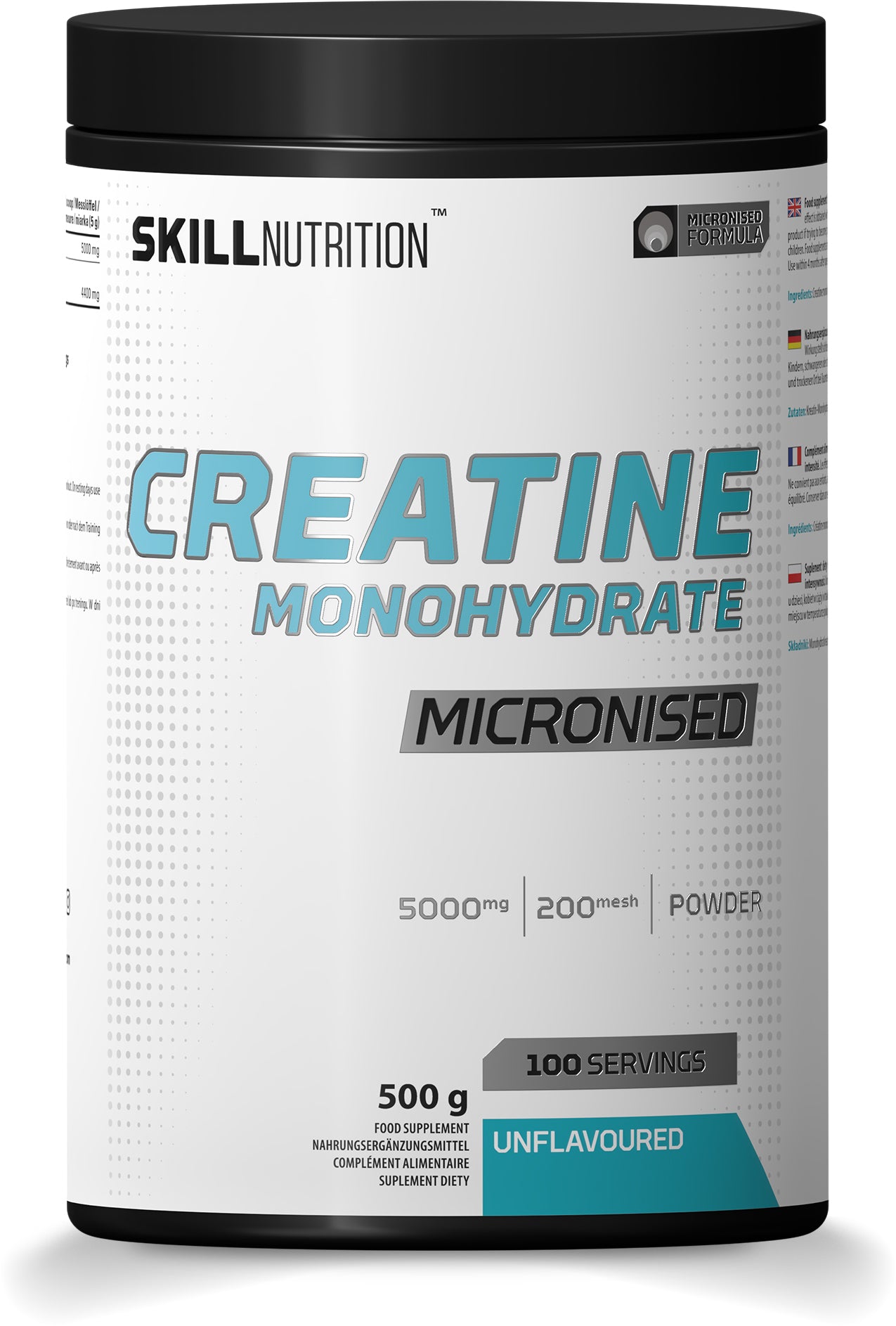 Skill Nutrition mikronizuotas kreatino monohidratas be skonio – 500 g