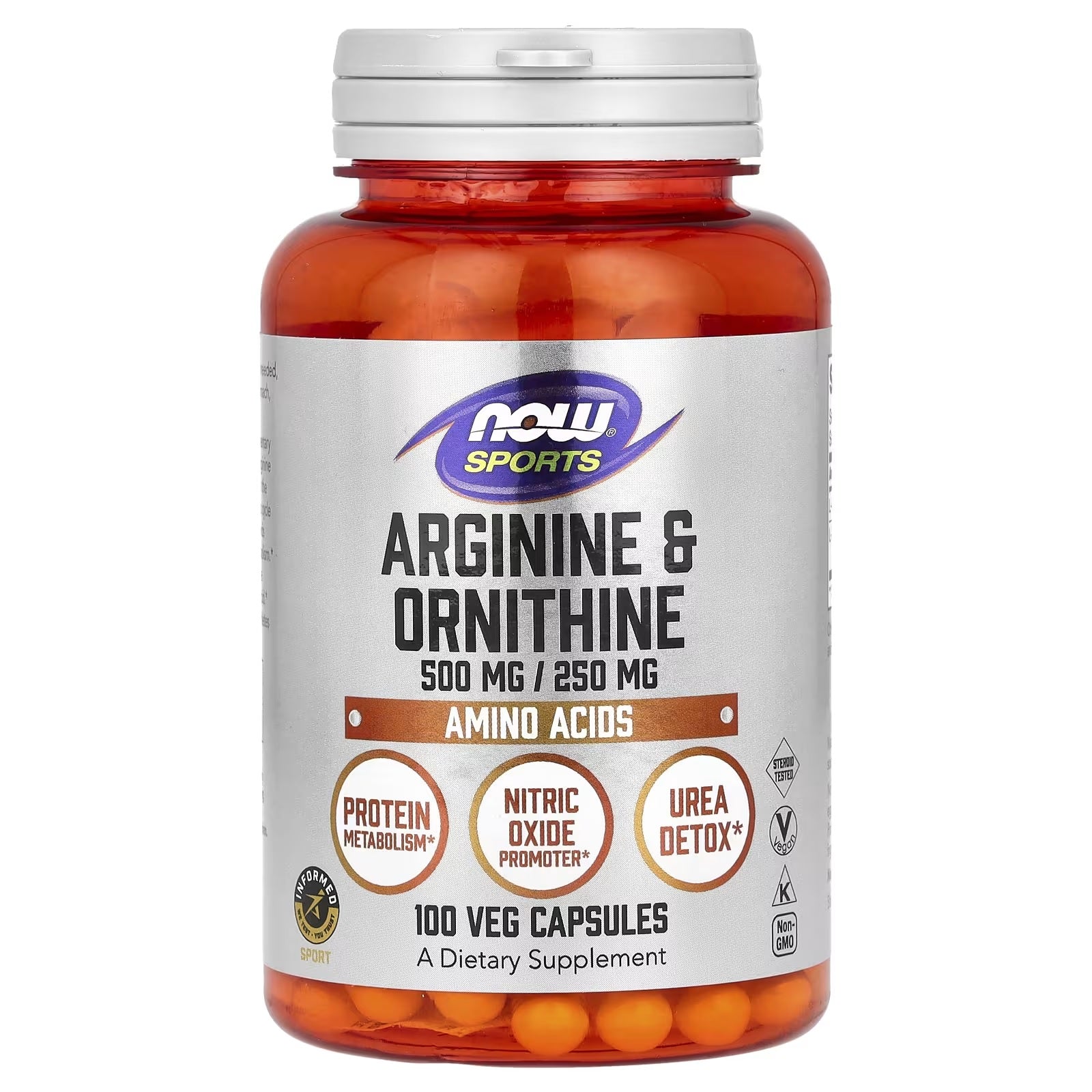 Produkto nuotrauka: NOW Foods Arginine & Ornithine - 100 kapsulių