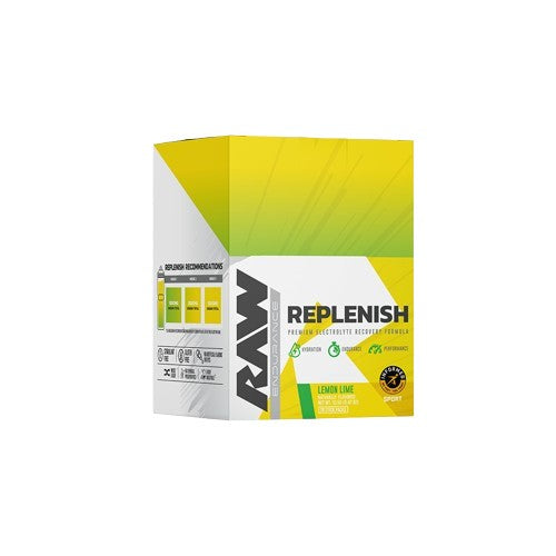 Raw Nutrition Replenish su citrinų ir laimų skonio milteliais – 20 pakelių