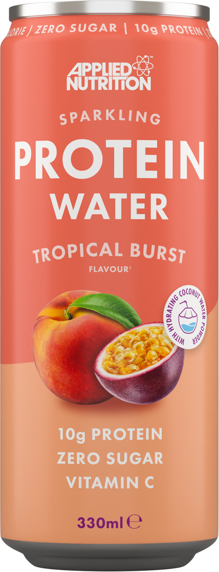 Applied Nutrition gazuotas baltymų vanduo Tropical Burst – 12 x 330 ml.