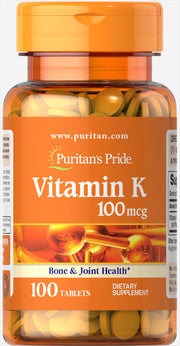 Puritan's Pride vitaminas K, 100 mcg – 100 tablečių