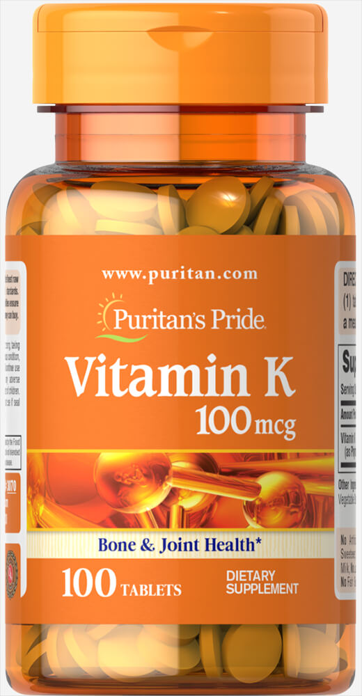 Puritan's Pride vitaminas K, 100 mcg – 100 tablečių