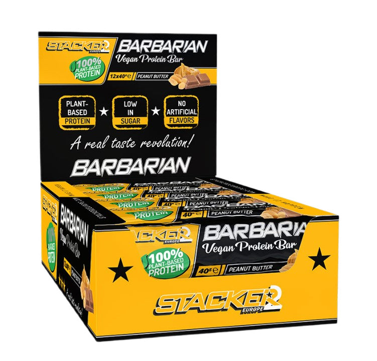 Stacker2 Europe Barbarian baltymų batonėlis su žemės riešutų sviestu – 12 x 40 g