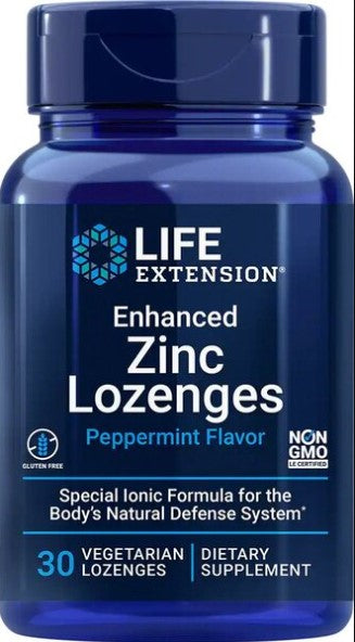 Life Extension sustiprintos cinko pastilės su pipirmėčių aromatu – 30 vegetariškų pastilių