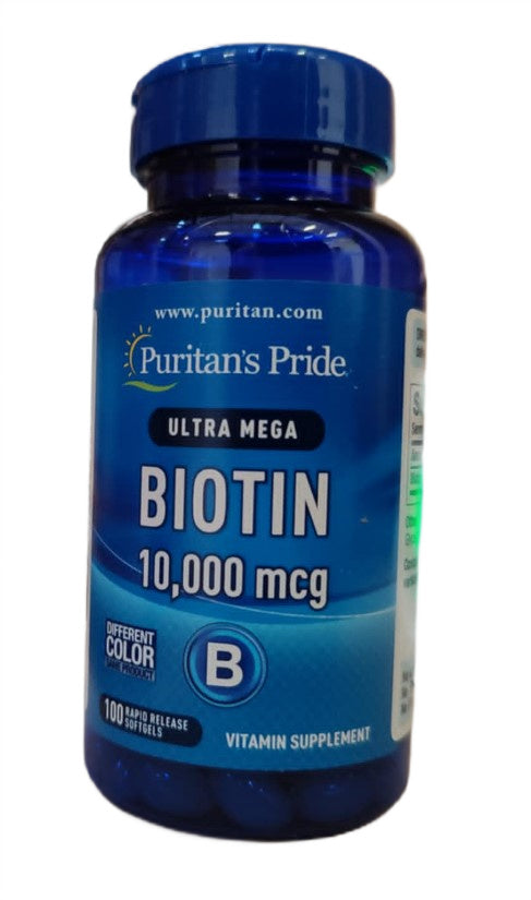 Puritan's Pride biotinas, 10000 mcg – 100 kapsulių