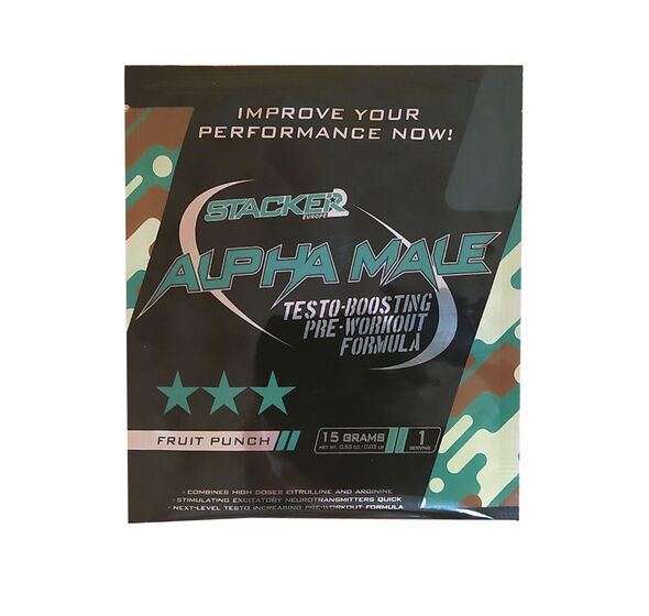 Stacker2 Europe Alpha Male, vaisių punšas – 15 g (1 porcija)
