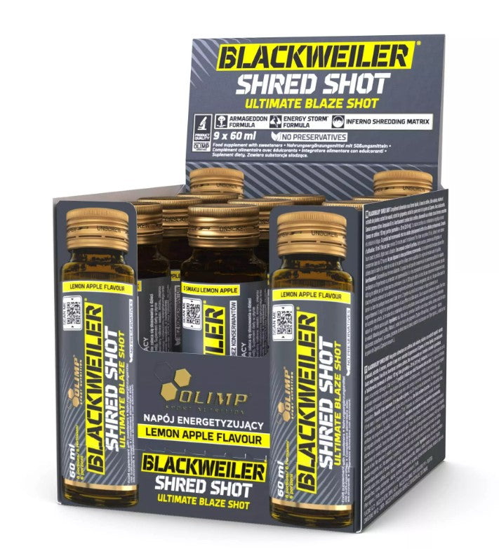 Olimp Nutrition Blackweiler Shred Shot, citrinų ir obuolių skonio – 9 x 60 ml.