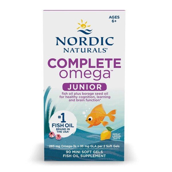 Nordic Naturals Complete Omega Junior, 283 mg citrinų skonio – 90 mini kapsulių