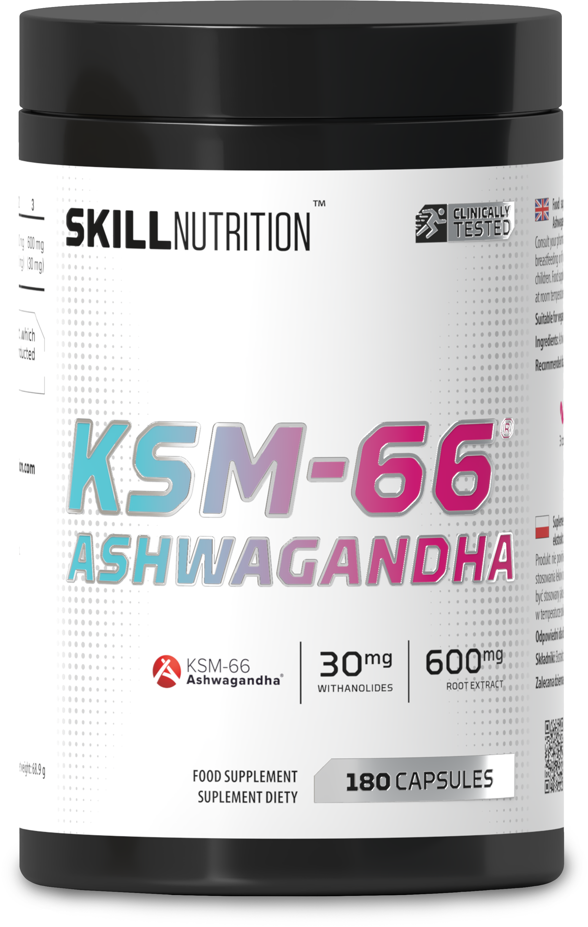 Skill Nutrition KSM - 66 Ashwagandha – 180 kapsulių