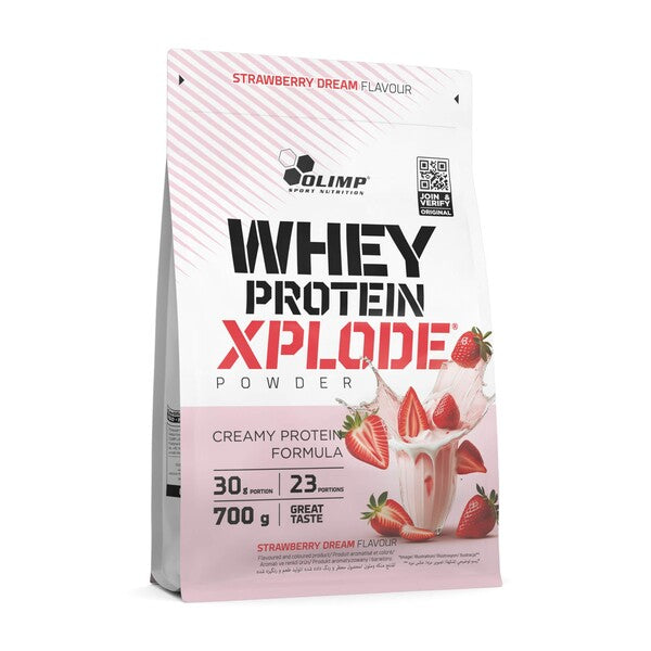Olimp Nutrition išrūgų baltymai Xplode, braškių skonio - 700 g