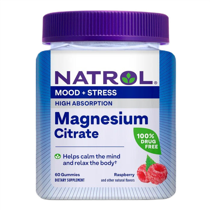 Natrol didelės absorbcijos magnio citratas, aviečių skonio – 60 guminukų