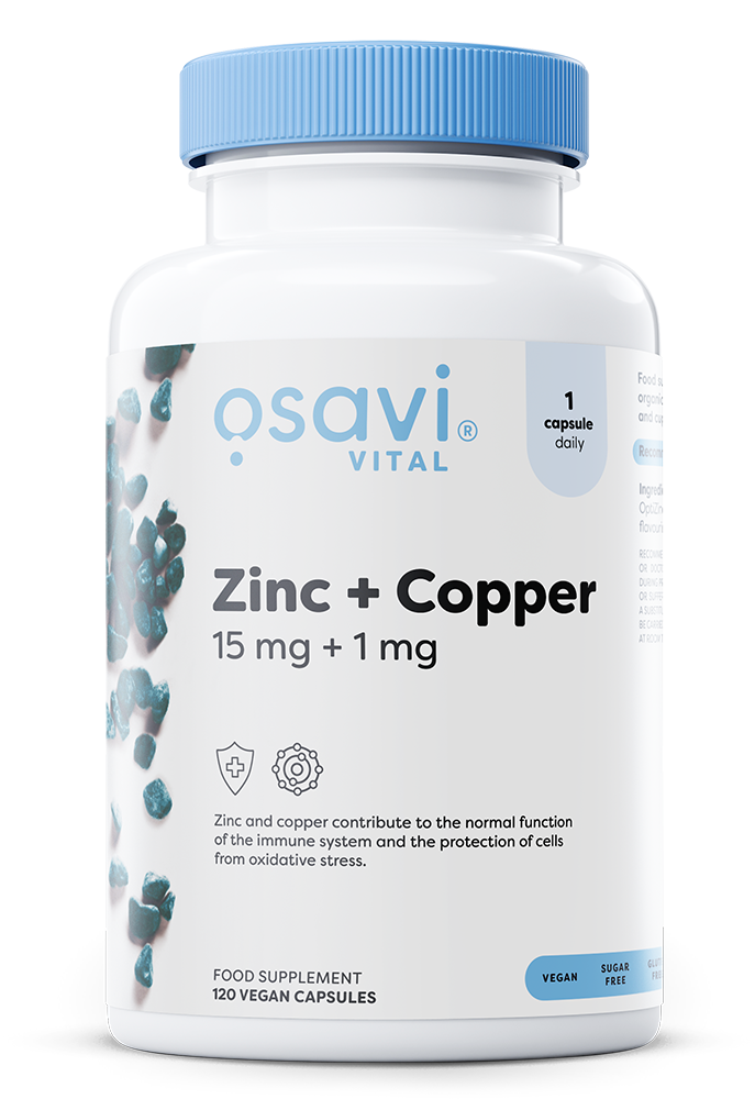 Produkto nuotrauka: Osavi Zinc + Copper, 15mg + 1mg - 120 vegan caps
